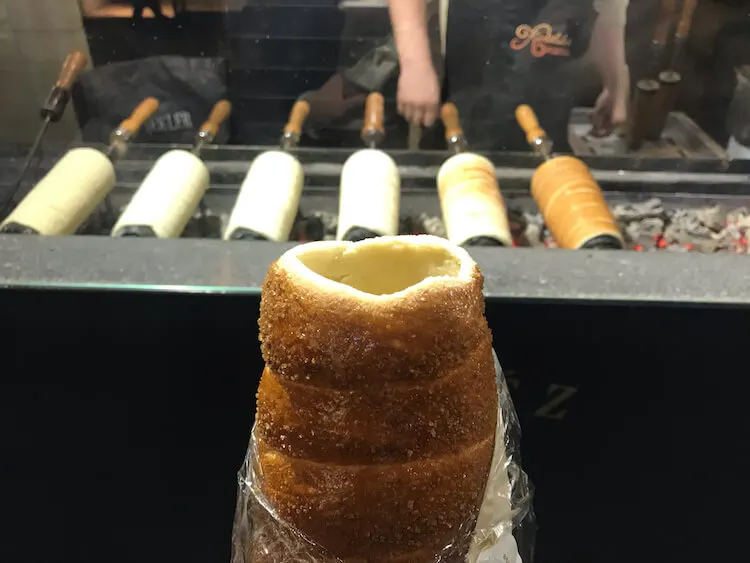 Chimney cake at the Christmas market in Budapest