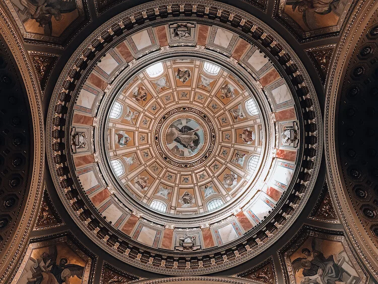 Interior ceiling at St. Stephen's Basilica in Budapest
