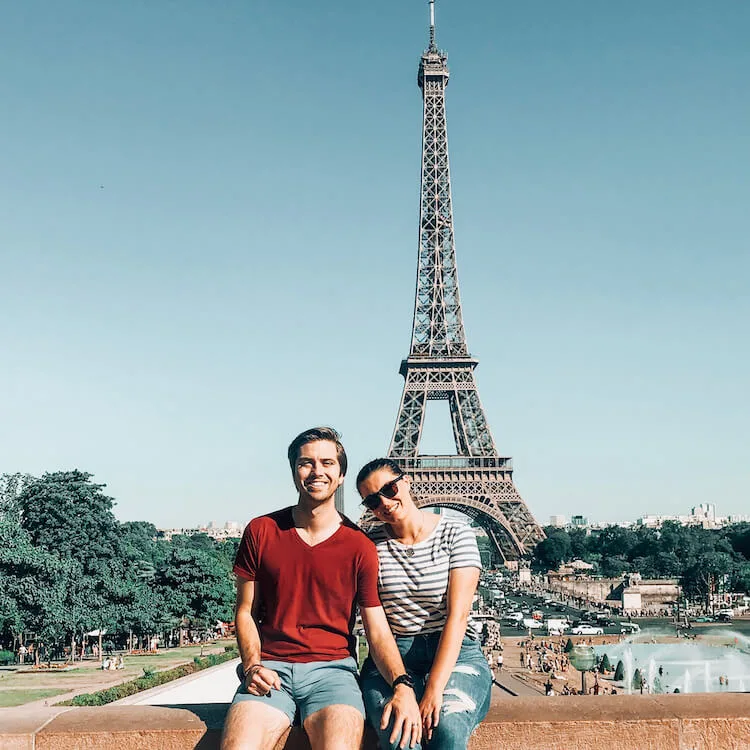 Kat and Chris in the 7th Arrondissement near the Eiffel Tower