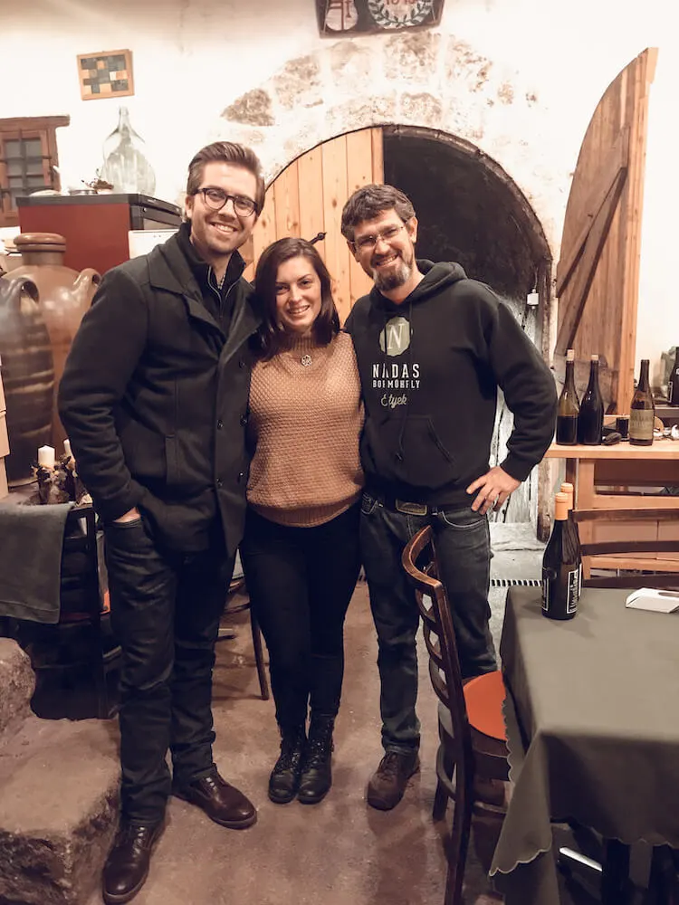 Kat and Chris with the owner of Nadas Winery in Hungary