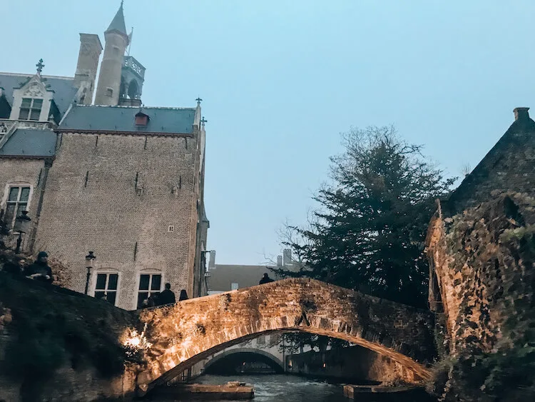 Love Bridge at dusk in Bruges