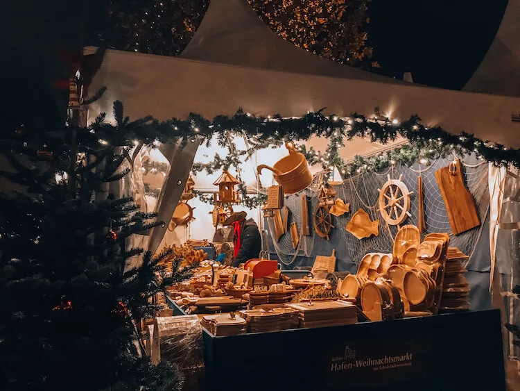 Wooden goods at the Harbor Christmas Market in Cologne