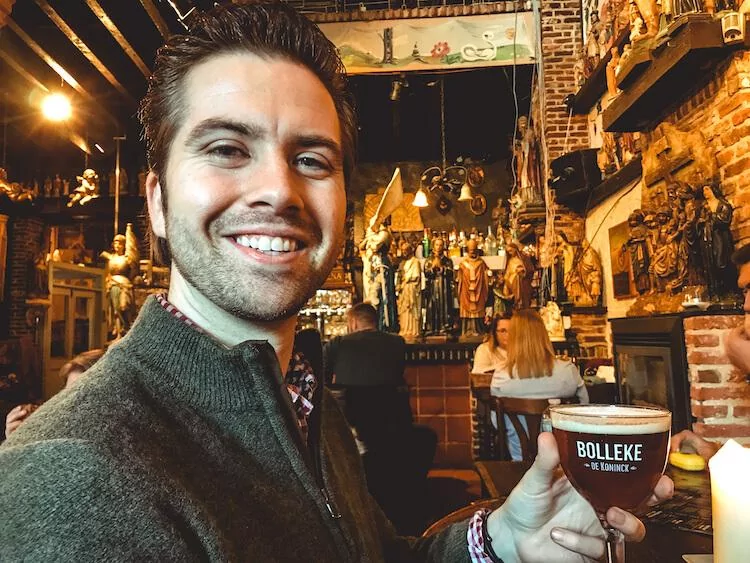 Chris with a Bolleke beer in Antwerp- One Day in Antwerp