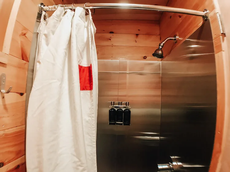 Inside of Getaway House Ohio- Shower and bathroom