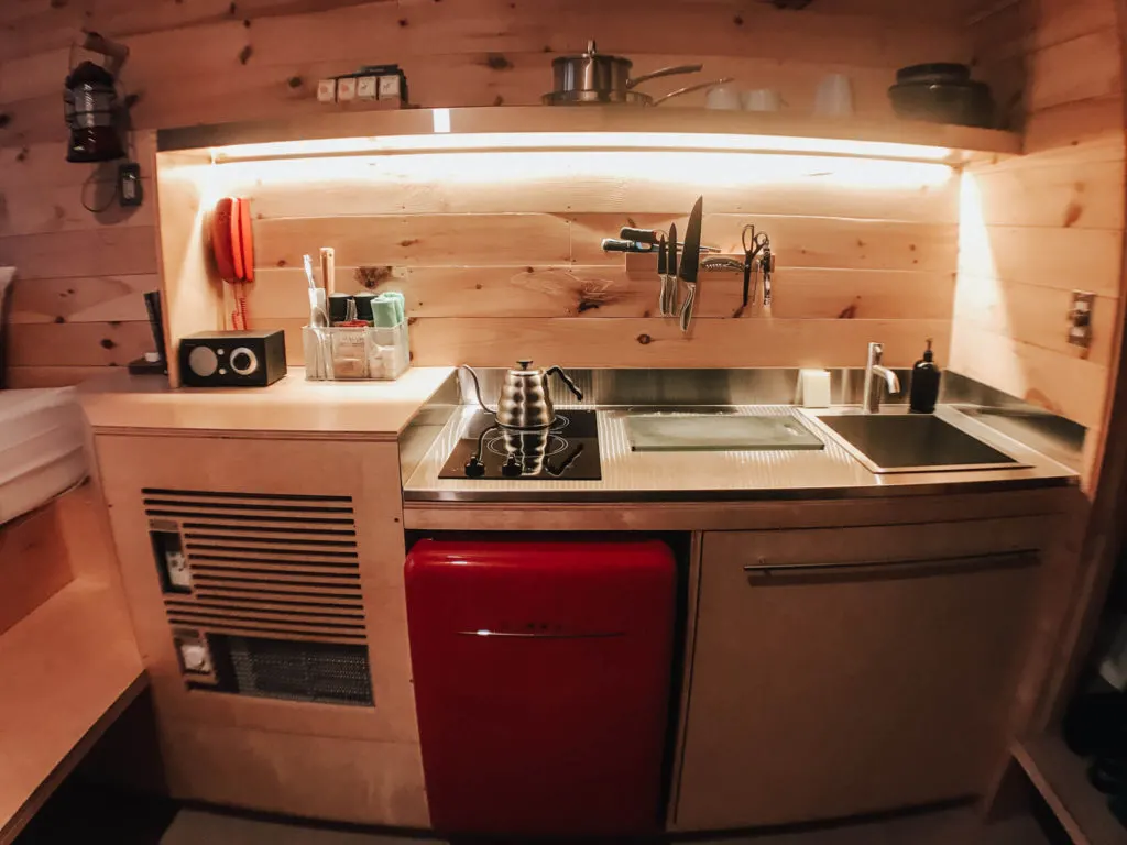 Kitchen inside of Getaway House - Most Romantic Cabin Getaways in Ohio copy