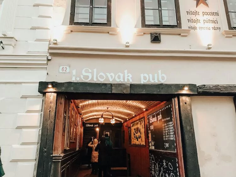 Entrance to 1. Slovak Pub in Bratislava, Slovakia