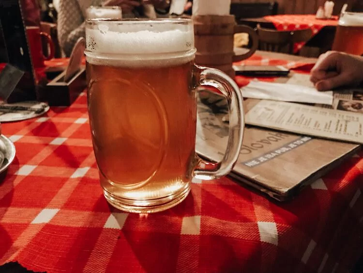 House brewed beer at 1. Slovak Pub