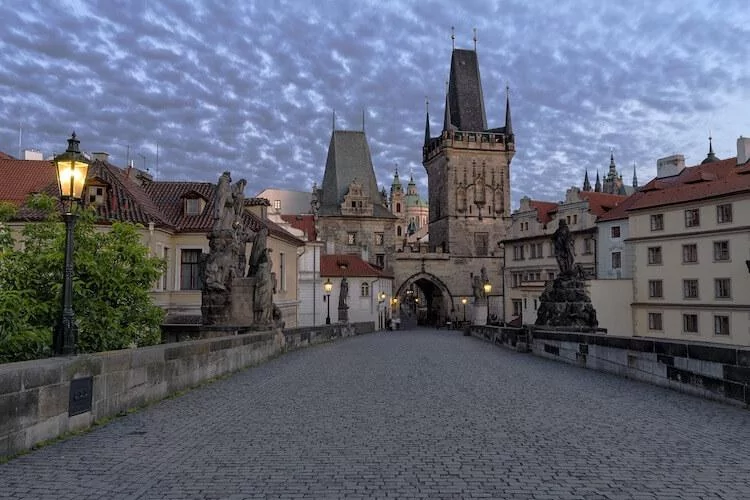 Lesser Town Prague Tower and Charles Bridge