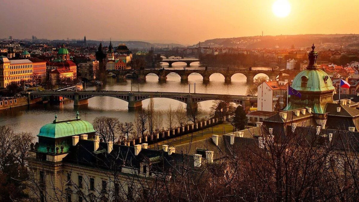 Prague's many bridge at dusk - 2 Days in Prague