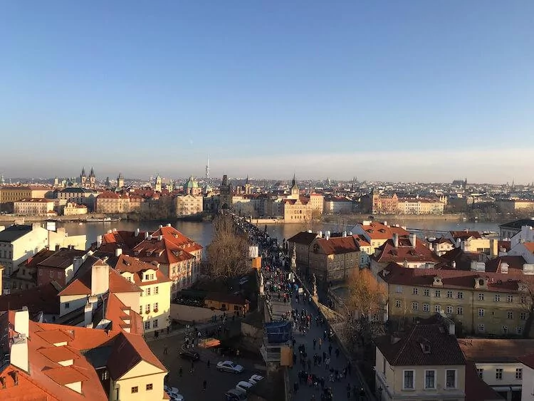 View of Old Town Prague from Lesser Town Tower