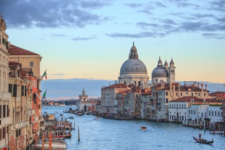 Canals of Venice with St. Mark's Basilica in the background