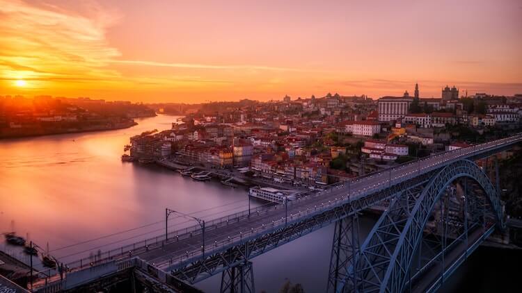 Porto, Portugal at sunset- Best Honeymoon in Europe