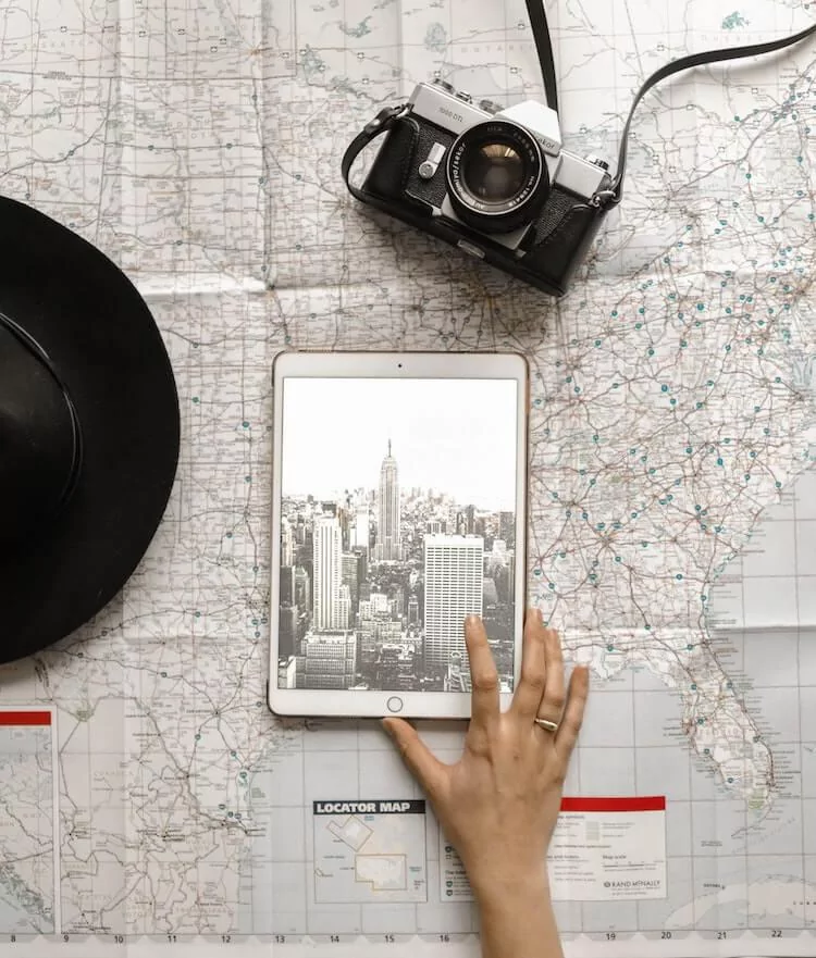 What Travel Bloggers are Thankful For Right Now - Map and Ipad Overlay