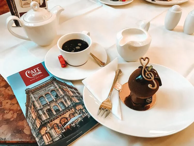 Coffee and a Mozart dessert at Cafe Central- Things to do in Vienna in December