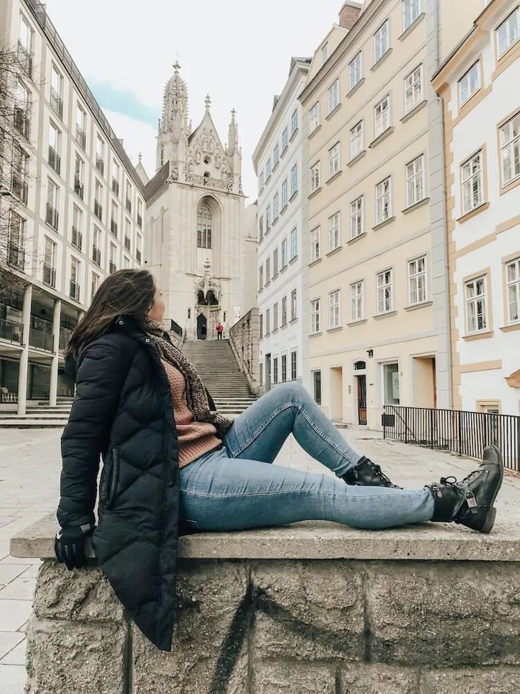 Kat exploring the streets of Vienna in December