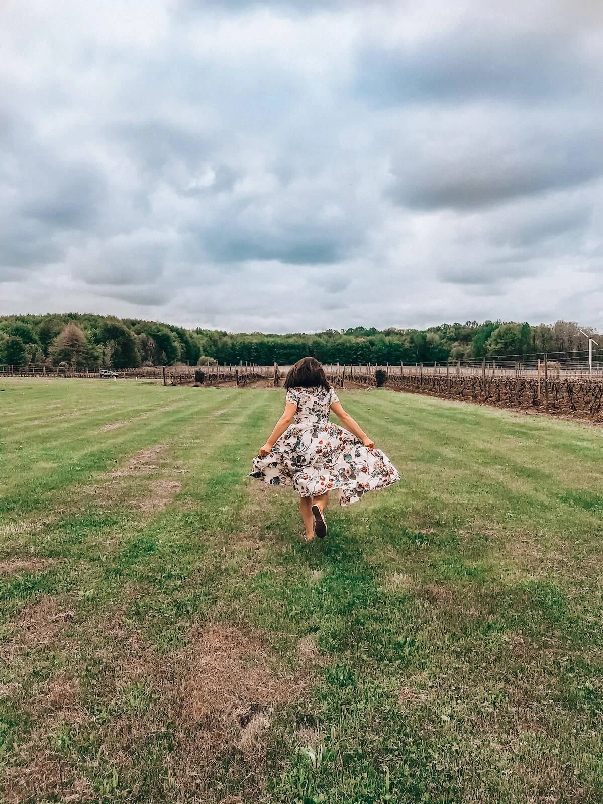 Kat running through South River Vineyards