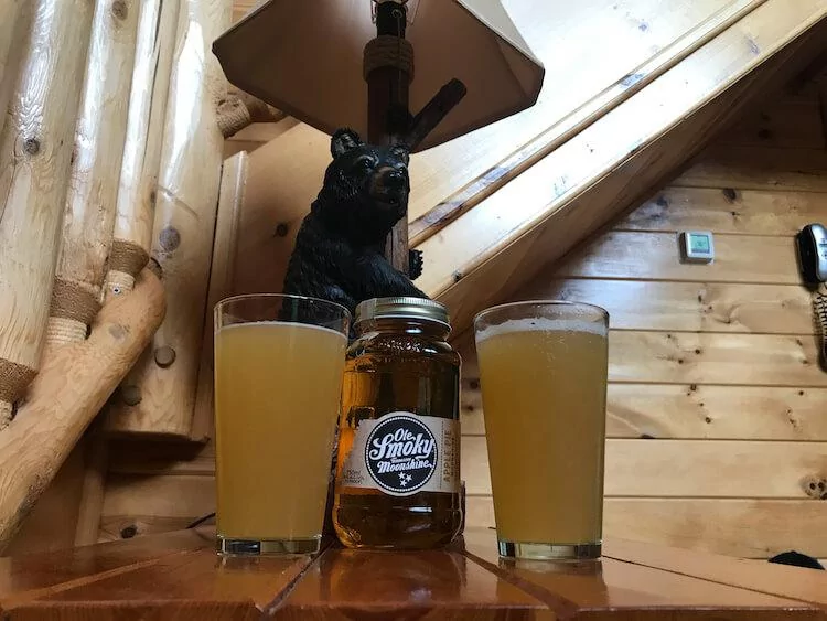 Local beer and moonshine in our cabin