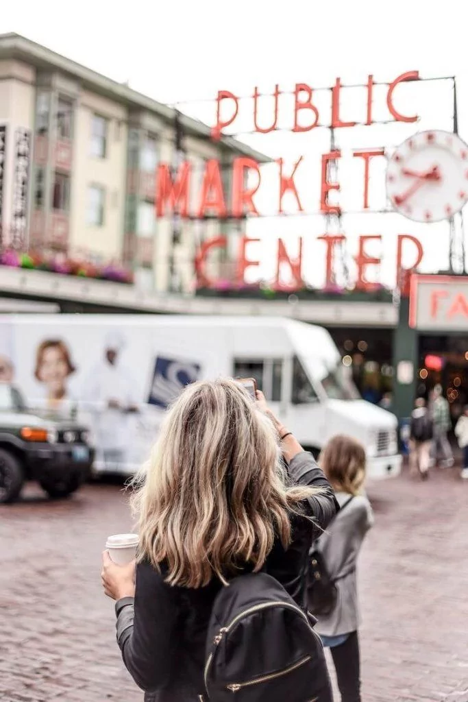 In front of Pike Place Market