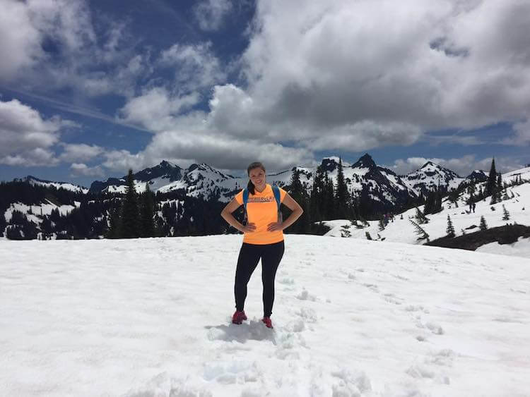 Kat hiking in Mt Rainier National Park