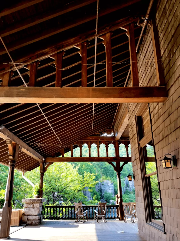 Porch at the Mohonk Mountain House - Best Fall Vacation in the US