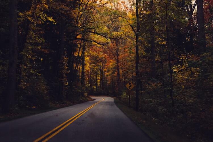 Romantic fall drive through the Great Smoky Mountains National Park