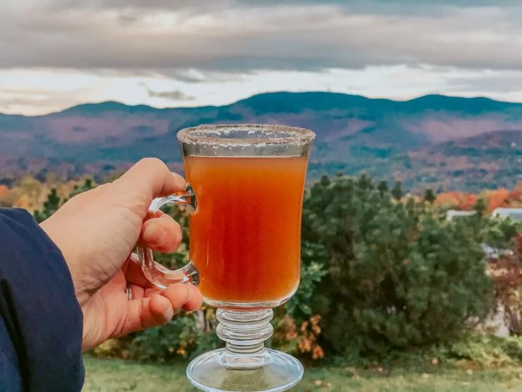 Hot Spiced Cider Overlooking the Mountains in Vermont