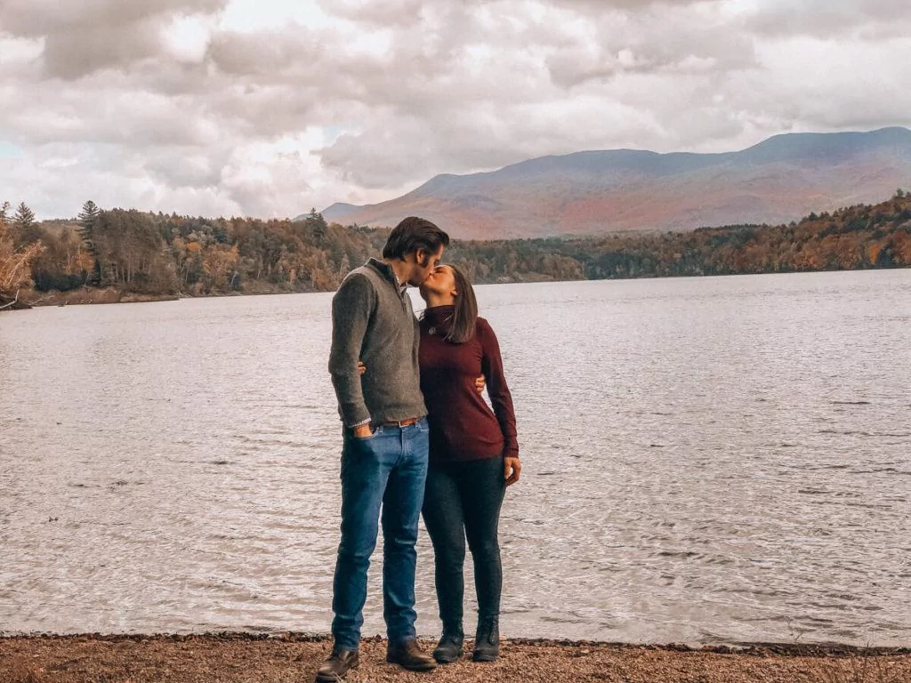 Kat and Chris kisses at Waterbury Resevior