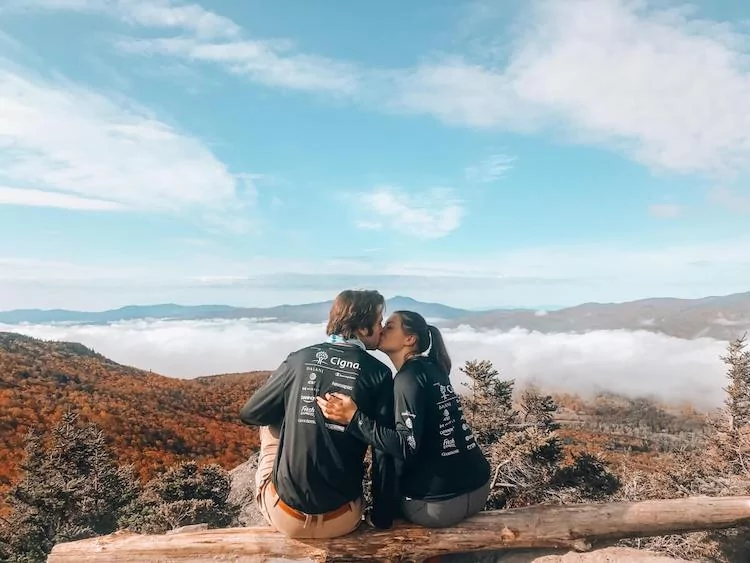 Kat and Chris on Stowe Pinnacle | Vermont Road Trip Tips