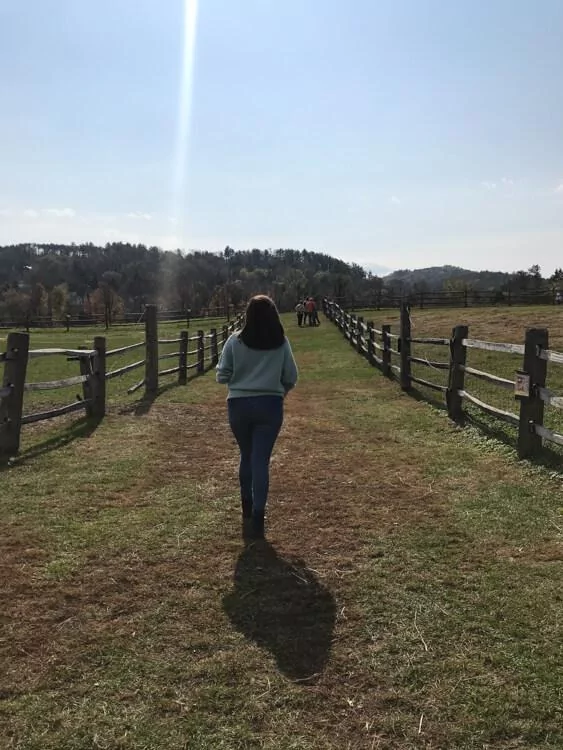 Kat walking at Billings Farm