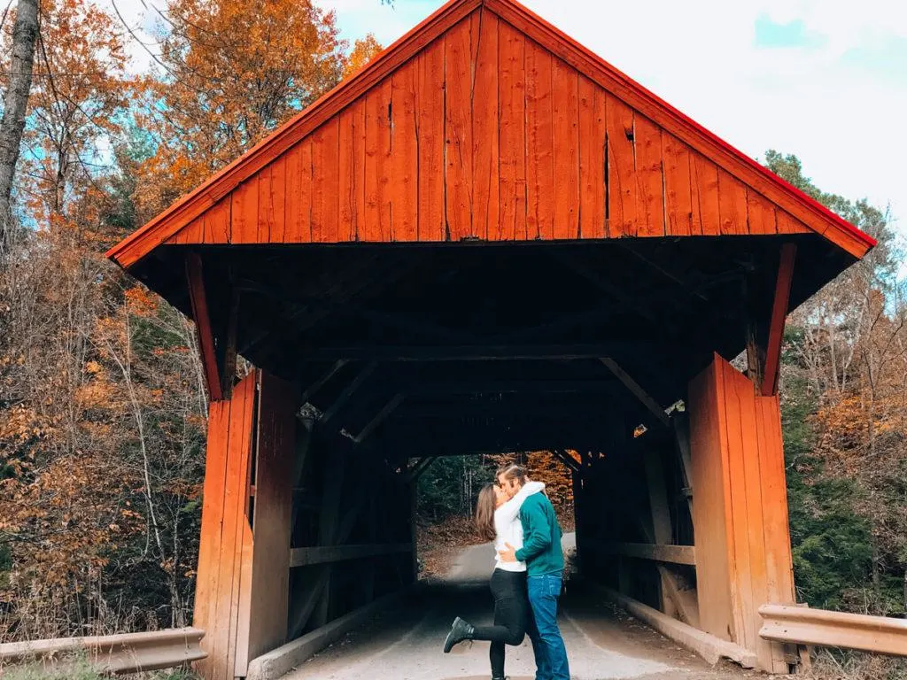 The Best Vermont Road Trip Itinerary in the Fall - Kat and Chris at Red Covered Bridge