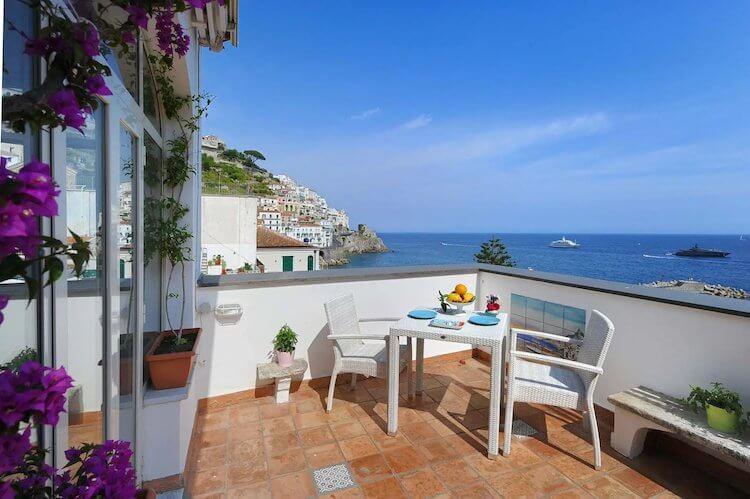 Amalfi Coast Airbnb with views over the sea at the village and beaches