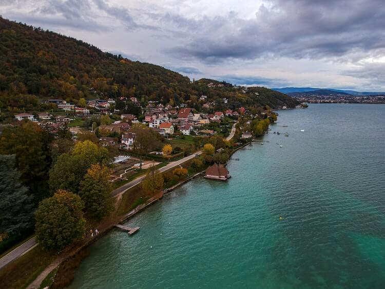 Bird's Eye View Over Lake Annecy in France