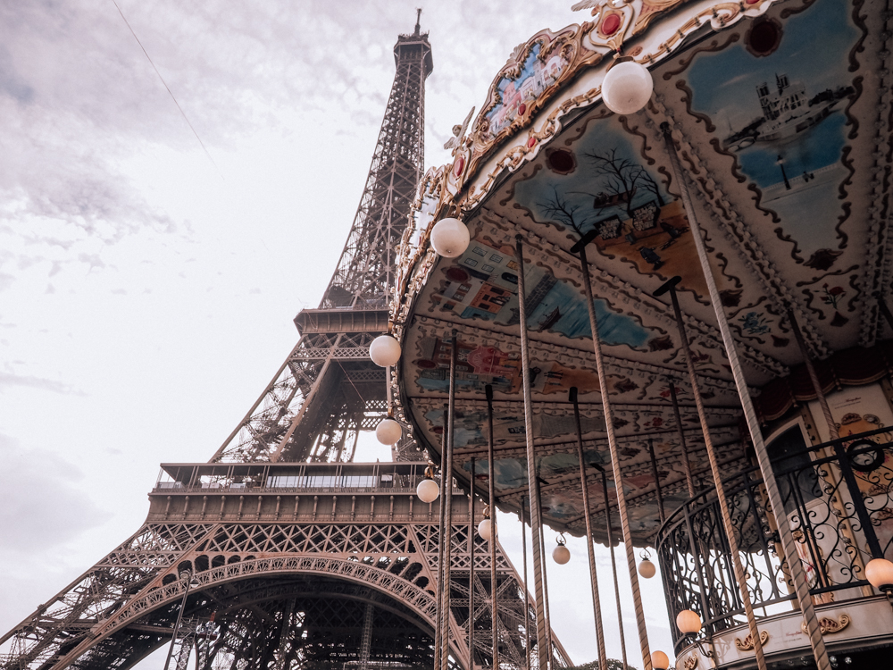 Eiffel Tower with the carousel in the foreground