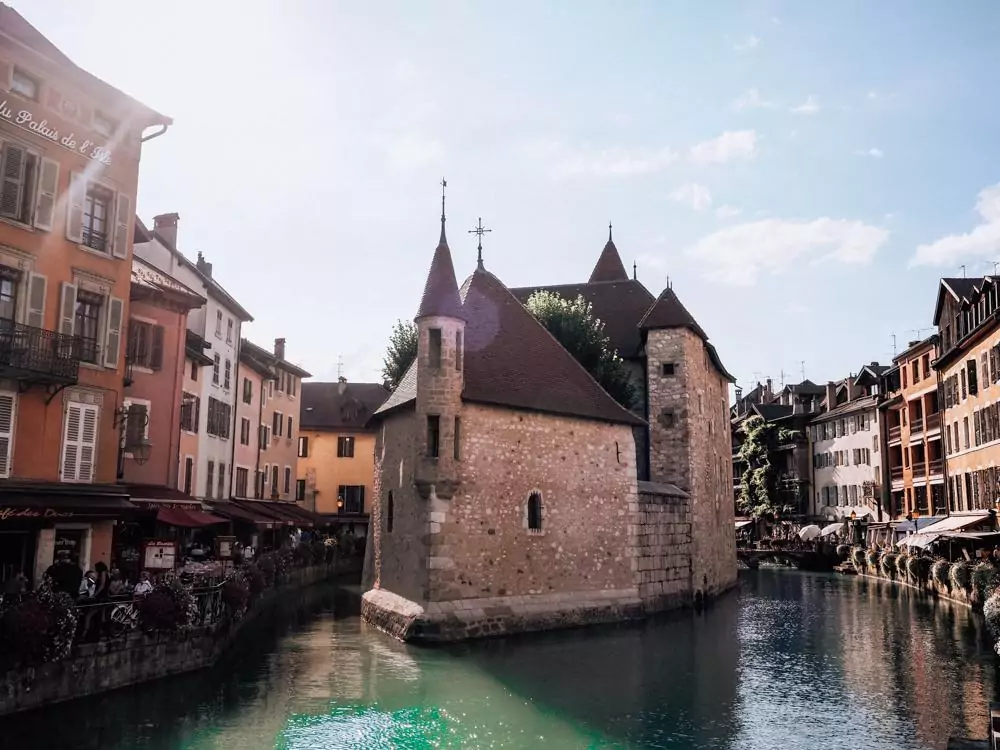 Main part of old Annecy with the Palais de l'isle