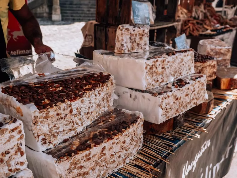 Nougat slabs with Nuts at the Annecy Farmer's Market