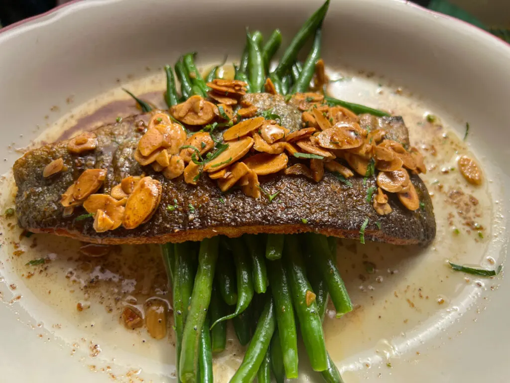 Almond crusted trout at Le Diplomat