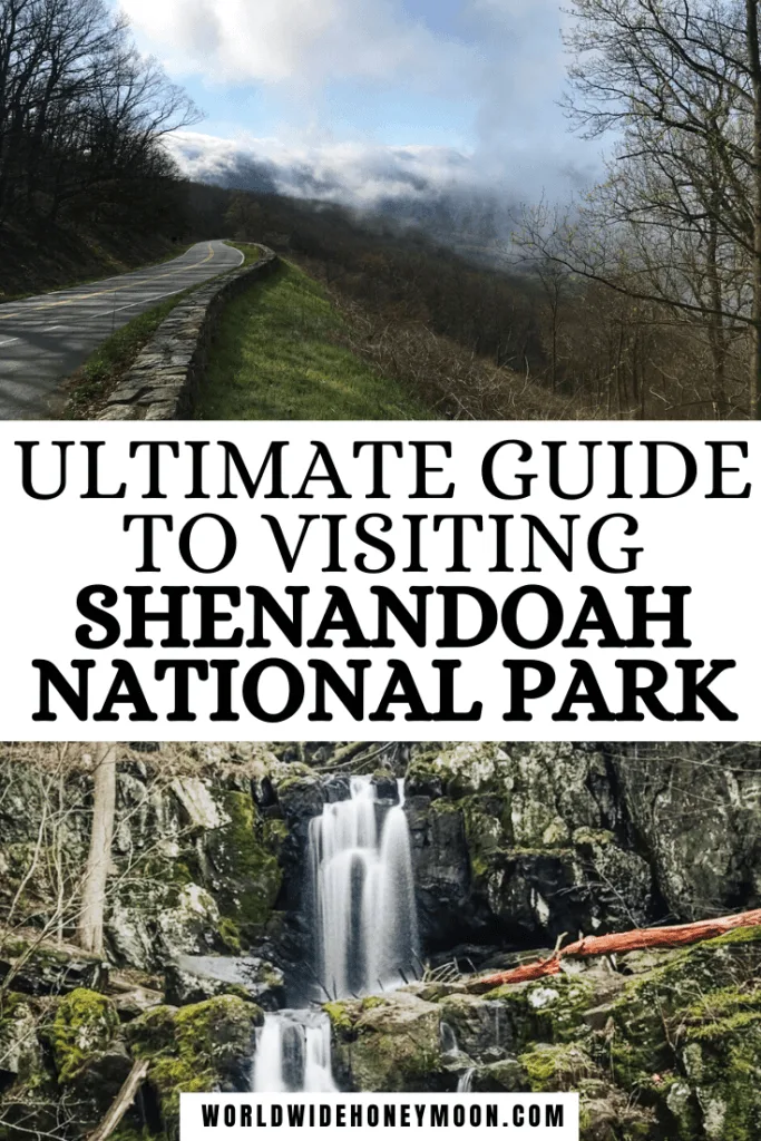 Visit Shenandoah National Park confidently in this podcast episode. Pin features a photo of clouds clearing off Skyline Drive and Doyles River Falls