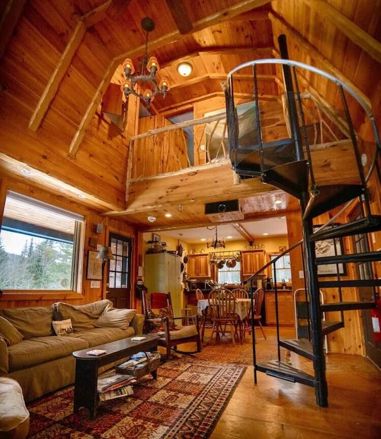 Romantic VRBO with Treehouse vibes and two stories tall complete with a spiral staircase
