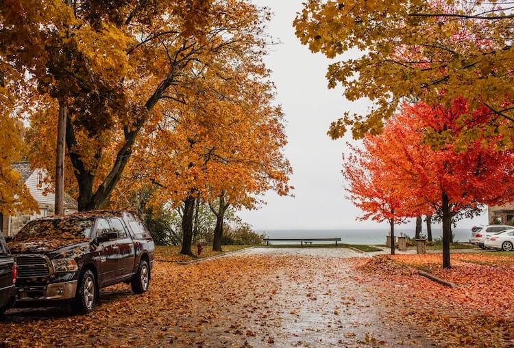 Bright fall foliage in Door County Wisconsin - Best Honeymoon Destinations in the USA