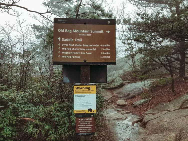 Old Rag Summit sign - Top Things to do in Shenandoah National Park