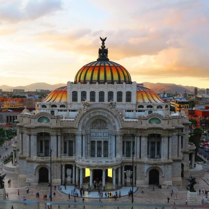 Palacio de Bellas Artes in Mexico City at sunset