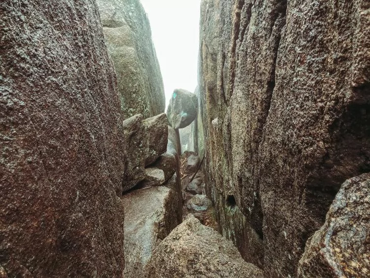 Rock wedge in the mountain that we had to climb through