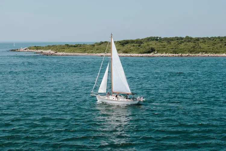 Sail boat on the ocean at Marthas Vineyard