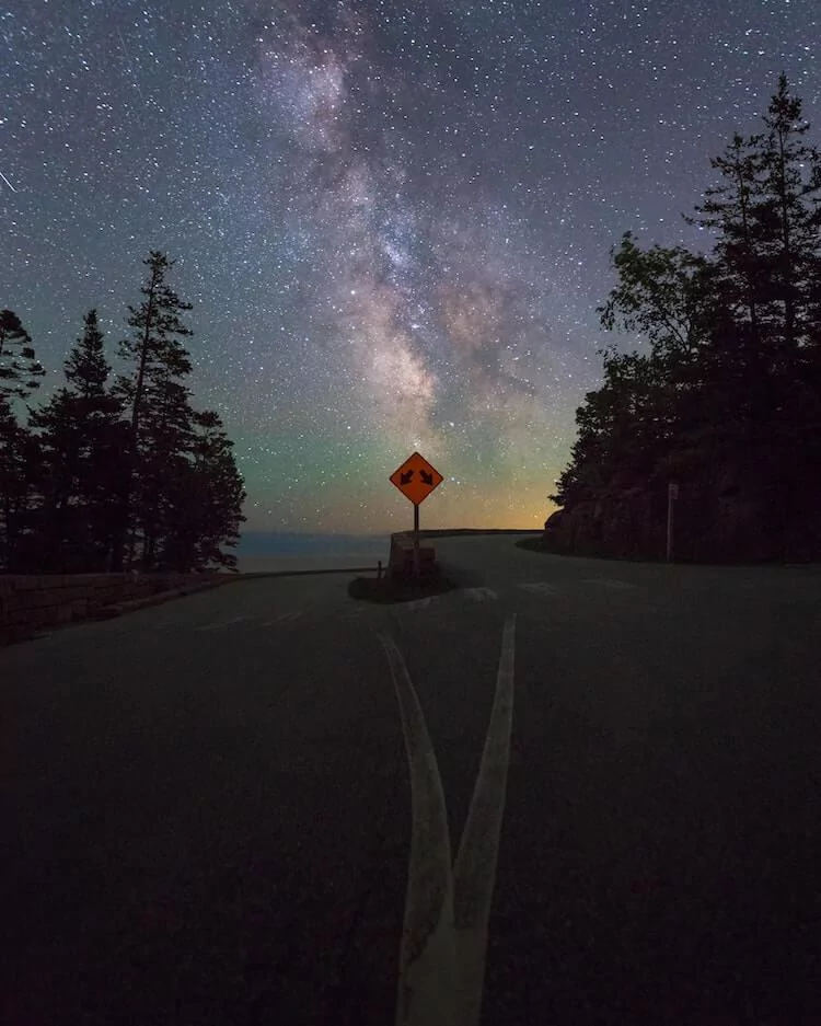 Starry night in the middle of Acadia National Park