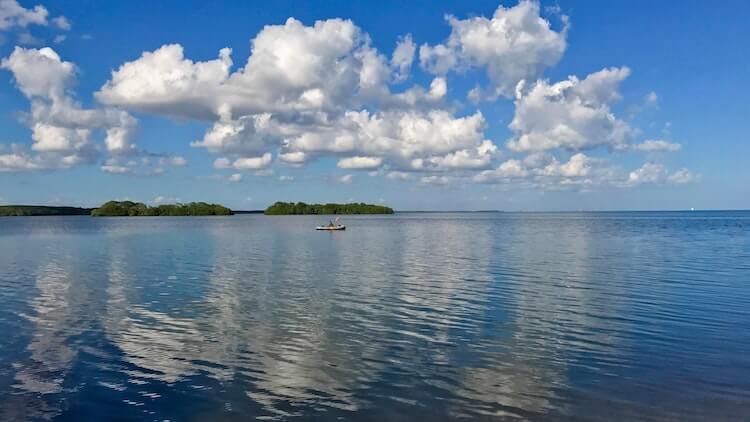 Biscayne National Park with kayaker in the distance - National Park Honeymoon