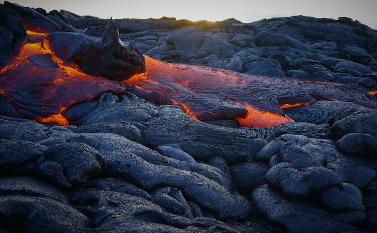 lava flowing in Hawai'i Volcanoes National Park