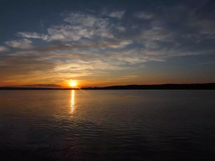 Blue, orange, and red sunset over Chautauqau Lake | things to do in Chautauqua Lake