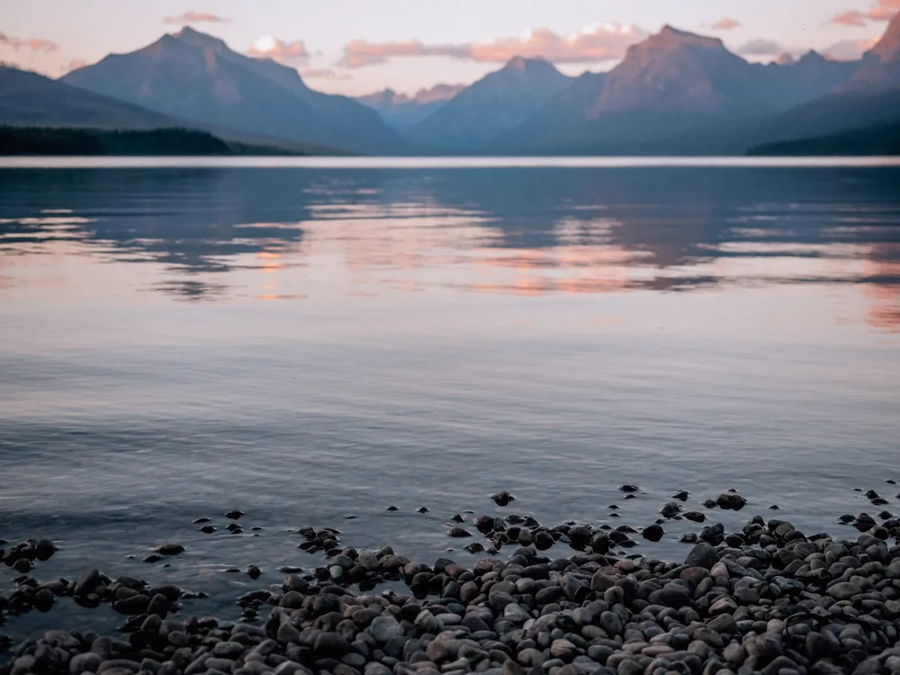 Sunset pinky skies at Lake McDonald