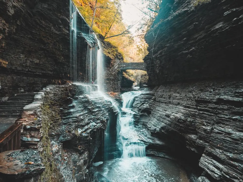 Finger Lakes Romantic Getaway | Rainbow Falls at Watkins Glen