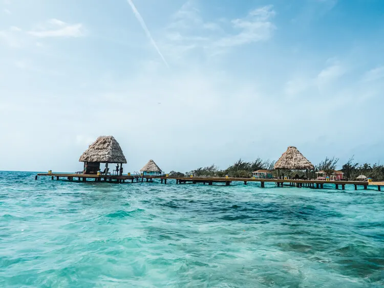 Huts over the water in Belize